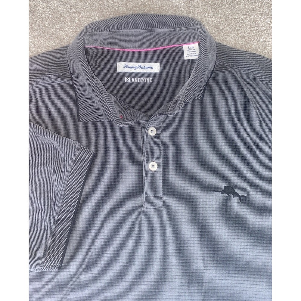 Tommy Bahama Island Zone Performance Gray Polo Shirt XL Black Dolphin Unique